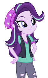 Size: 2560x4176 | Tagged: safe, artist:shing385629, edit, edited screencap, imported from derpibooru, screencap, starlight glimmer, equestria girls, mirror magic, spoiler:eqg specials, absurd resolution, background removed, beanie, clothes, cute, female, hat, not a vector, pants, simple background, smiling, solo, transparent background, upscaled, vector, vest