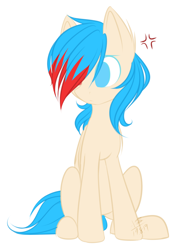 Size: 1600x2185 | Tagged: safe, artist:snowbunny0820, imported from derpibooru, oc, oc only, oc:lollipop, pegasus, pony, cross-popping veins, female, mare, simple background, sitting, solo, white background