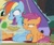 Size: 559x471 | Tagged: safe, imported from derpibooru, screencap, applejack, rainbow dash, scootaloo, earth pony, pegasus, pony, campfire tales, :d, carrot, carrot dog, female, filly, food, levitation, magic, mare, sitting, telekinesis