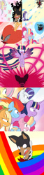 Size: 1600x6400 | Tagged: safe, artist:jake heritagu, imported from derpibooru, applejack, fluttershy, pinkie pie, rainbow dash, rarity, twilight sparkle, twilight sparkle (alicorn), oc, oc:hades, alicorn, pony, comic:ask motherly scootaloo, comic, mane six, rainbow ponies, rainbow power