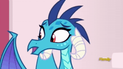 Size: 1280x720 | Tagged: safe, imported from derpibooru, screencap, princess ember, starlight glimmer, twilight sparkle, twilight sparkle (alicorn), alicorn, dragon, pony, unicorn, triple threat, animated, crossed arms, disbelief, discovery family logo, female, mare, mistaken identity, offended, raised eyebrow, shocked, sound, truth, webm