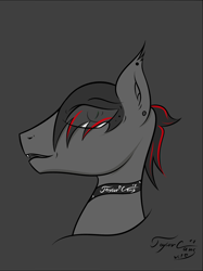 Size: 1868x2500 | Tagged: safe, artist:taylorgans, imported from derpibooru, oc, oc only, oc:taylor gans, bat pony, pony, wingless bat pony, bat pony oc, bust, colt, male, portrait, profile, simple background, simple shading, solo, wip