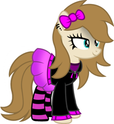 Size: 1280x1399 | Tagged: safe, artist:buckeyescozycafe, artist:fletcherthehuntress, deleted from derpibooru, imported from derpibooru, oc, oc only, oc:cinnamon, earth pony, pony, clothes, cute, female, hoodie, mare, simple background, skirt, socks, solo, striped socks, transparent background, vector