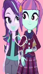 Size: 282x475 | Tagged: safe, artist:24-1, edit, imported from derpibooru, starlight glimmer, sunny flare, equestria girls, 1000 hours in ms paint, bad edit, female, lesbian, ms paint, shipping, starliflare