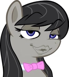 Size: 525x590 | Tagged: safe, artist:haetran, artist:reiduran, edit, imported from derpibooru, octavia melody, earth pony, pony, big lips, bust, duckface, female, mare, portrait, reaction image, simple background, smug, solo, transparent background, vector