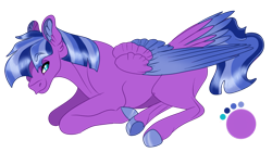 Size: 1125x632 | Tagged: safe, artist:bijutsuyoukai, imported from derpibooru, oc, oc only, oc:javelin jinx, pegasus, pony, colored wings, male, multicolored wings, offspring, parent:spearhead, parent:twilight sparkle, prone, simple background, solo, stallion, transparent background