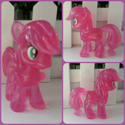 Size: 894x894 | Tagged: safe, artist:krazykari, imported from derpibooru, applejack, pony, bootleg, bootleg pone, ebay, fake, irl, photo, pink, toy, translucent