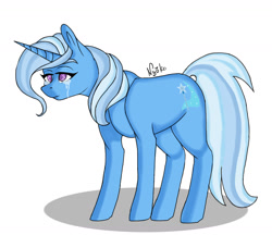 Size: 1640x1415 | Tagged: safe, artist:nyokoart, imported from derpibooru, trixie, pony, unicorn, crying, female, mare, no pupils, sad, signature, simple background, solo, starry eyes, white background, wingding eyes