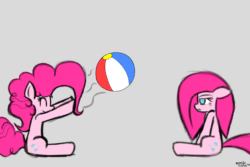 Size: 1200x800 | Tagged: safe, artist:genericmlp, imported from derpibooru, pinkie pie, pony, animated, ball, duality, female, gif, pinkamena diane pie, self ponidox, unamused