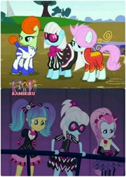 Size: 684x960 | Tagged: safe, imported from derpibooru, photo finish, pixel pizazz, soigne folio, stella lashes, violet blurr, equestria girls, stella, the snapshots