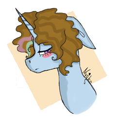 Size: 540x570 | Tagged: safe, artist:nyokoart, imported from derpibooru, oc, oc only, pony, unicorn, blushing, lidded eyes