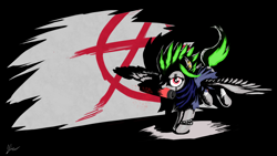 Size: 1920x1080 | Tagged: safe, artist:sakurawolfer, artist:wourdeluck, imported from derpibooru, oc, oc only, pegasus, pony, clothes, male, punk, signature, solo