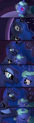 Size: 1100x3999 | Tagged: safe, artist:justsomepainter11, imported from derpibooru, princess luna, oc, oc:aurora, alicorn, pony, comic, cute, diaper, female, foal, heartwarming, jewelry, kissing, like mother like daughter, like parent like child, lullaby, maternaluna, mother and child, mother and daughter, motherly, music notes, parent:princess luna, regalia, show accurate, singing, sleeping