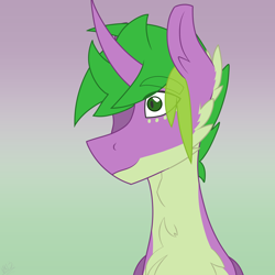 Size: 1688x1688 | Tagged: safe, artist:moonakart13, artist:moonaknight13, imported from derpibooru, spike, pony, unicorn, fluffy, freckles, male, markings, ponified, ponified spike, smiling, solo