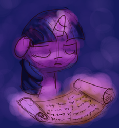 Size: 2052x2209 | Tagged: safe, artist:aemantaslim, artist:aemuhn, imported from derpibooru, twilight sparkle, pony, atg 2017, eyes closed, female, newbie artist training grounds, scroll, solo