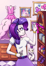 Size: 1600x2263 | Tagged: safe, artist:ghostlymarie, imported from derpibooru, opalescence, rarity, equestria girls, da scribble challenge, deviantart, female, scissors