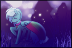 Size: 3000x2000 | Tagged: safe, artist:insane_nicky, imported from derpibooru, fleetfoot, firefly (insect), pony, alternate hairstyle, clothes, commission, commissioner:fleetfoot, dress, gala dress, implied rainbow dash, moon, night