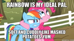 Size: 600x337 | Tagged: safe, edit, edited screencap, imported from derpibooru, screencap, pinkie pie, rainbow dash, pony, the super speedy cider squeezy 6000, dear ed, ed edd n eddy, image macro, meme, memeful.com