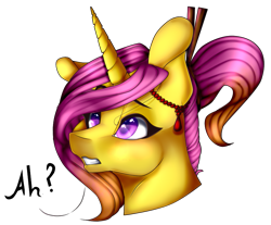 Size: 847x701 | Tagged: safe, artist:symphstudio, artist:xxmissteaxx, imported from derpibooru, oc, oc only, oc:katana bloom, pony, unicorn, bust, female, mare, portrait, simple background, solo, transparent background