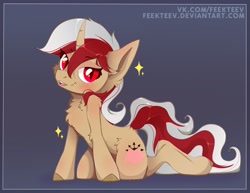 Size: 2200x1700 | Tagged: safe, artist:feekteev, imported from derpibooru, oc, oc only, oc:missklang, pony, unicorn, cute, cutie mark, female, gray mane, kneeling, looking at you, red mage, simple background, slit eyes, slit pupils, solo
