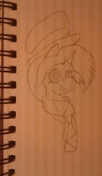 Size: 749x1288 | Tagged: safe, artist:rafuki, imported from derpibooru, oc, oc only, oc:fancy snow, pony, unicorn, bust, clothes, hat, scarf, sketch, solo, traditional art