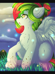 Size: 2000x2700 | Tagged: safe, artist:fkk, imported from derpibooru, oc, oc only, oc:watermelana, pegasus, pony, commission, female, mare, night, solo