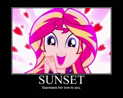 Size: 750x600 | Tagged: safe, imported from derpibooru, sunset shimmer, eqg summertime shorts, equestria girls, pet project, bronybait, cute, daaaaaaaaaaaw, happy, motivational poster, shimmerbetes, shimmering the gecko