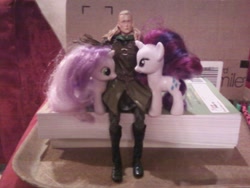 Size: 1280x960 | Tagged: safe, imported from derpibooru, rarity, sweetie belle, pony, action figure, arrow, arrows, brushable, hug, irl, legolas, lord of the rings, photo, toy