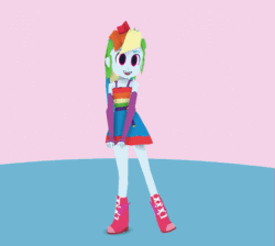 Size: 561x503 | Tagged: safe, artist:hgrobo, imported from derpibooru, rainbow dash, equestria girls, 3d, 3d model, animated, fall formal, fall formal outfits, female, gif, simple background, solo, turnaround