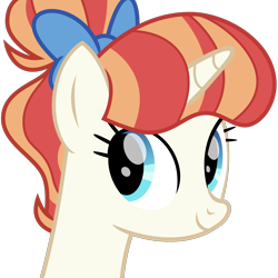 Size: 1500x1500 | Tagged: safe, artist:cheezedoodle96, imported from derpibooru, rainbow stars, pony, unicorn, triple threat, bow, bust, female, hair bun, looking at you, mare, portrait, simple background, smiling, solo, transparent background, vector