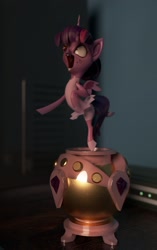 Size: 1417x2251 | Tagged: safe, artist:v747, imported from derpibooru, twilight sparkle, alicorn, ladybug, pony, 3d, ballerina, blender, coccinellidaephobia, hilarious in hindsight, open mouth, tutu, twilarina, twilight hates ladybugs, twilight sparkle (alicorn)