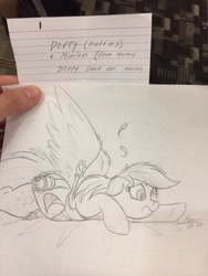 Size: 960x1280 | Tagged: safe, artist:ncmares, imported from derpibooru, derpy hooves, pegasus, pony, accident, crash, crash landing, female, i just don't know what went wrong, mare, minion, sketch, sketches from a hat, traditional art