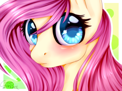 Size: 1600x1200 | Tagged: safe, artist:wolfchen999, imported from derpibooru, fluttershy, pegasus, pony, blushing, close-up, cute, female, looking at you, mare, shyabetes, solo