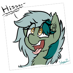 Size: 3060x3060 | Tagged: safe, artist:fakskis, imported from derpibooru, oc, oc only, oc:nisha, bat pony, pony, fangs, hissing, solo
