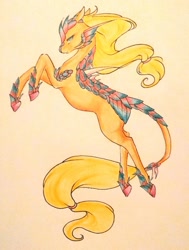 Size: 1024x1354 | Tagged: safe, artist:oneiria-fylakas, imported from derpibooru, applejack, original species, perem, pony, female, solo, species swap, traditional art