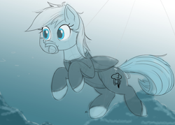 Size: 2700x1935 | Tagged: safe, artist:j24262756, imported from derpibooru, rainbow dash, pony, atg 2017, female, mare, monochrome, newbie artist training grounds, scuba gear, sketch, smiling, solo, swimming, underwater