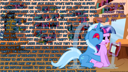 Size: 1280x720 | Tagged: safe, artist:navitaserussirus, imported from derpibooru, trixie, twilight sparkle, pony, cropped, crying, female, golden oaks library, lesbian, shipping, twixie