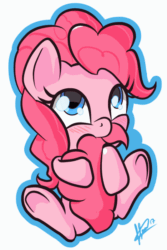 Size: 400x600 | Tagged: safe, artist:klemm, imported from derpibooru, pinkie pie, earth pony, pony, animated, atg 2017, biting, blushing, chibi, cute, diapinkes, eye shimmer, female, gif, hnnng, hug, mare, newbie artist training grounds, nibbling, nom, solo, sweet dreams fuel, tail bite, tail chewing, tail hug, underhoof, weapons-grade cute