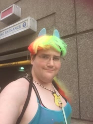 Size: 720x960 | Tagged: safe, imported from derpibooru, rainbow dash, human, bronycon, chris chan, clothes, cosplay, costume, irl, irl human, photo, pony ears