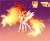 Size: 1024x836 | Tagged: safe, artist:equmoria, artist:sparkiss-pony, imported from derpibooru, daybreaker, nightmare star, alicorn, pony, corrupted, female, fire, fusion, fusion:solarbreaker, mane of fire, mare, oh no, open mouth, spread wings, the fun has been doubled, the inferno has been doubled, this will end in fire, two flaming sunponies, wings, xk-class end-of-the-world scenario
