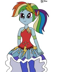 Size: 715x892 | Tagged: safe, artist:chuutan, imported from derpibooru, rainbow dash, equestria girls, legend of everfree, clothes, dress, female, solo
