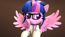 Size: 1920x1080 | Tagged: safe, artist:flushthebatsanta, imported from derpibooru, twilight sparkle, alicorn, pony, 3d, clothes, cute, female, glasses, lab coat, looking at you, solo, source filmmaker, twiabetes, twilight sparkle (alicorn)