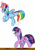 Size: 2480x3507 | Tagged: safe, artist:twidasher, imported from derpibooru, rainbow dash, twilight sparkle, pony, duo, earth pony twilight, female, flower, flower in hair, flying, hilarious in hindsight, horn theft, lesbian, magic, missing horn, scrunchy face, shipping, simple background, twidash, twilight sparkle is not amused, unamused, white background