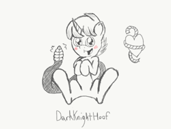 Size: 2048x1536 | Tagged: safe, artist:darkknighthoof, imported from derpibooru, oc, oc only, oc:darkknighthoof, pony, rattlesnake, snake, unicorn, blushing, cute, cute little fangs, digital art, fangs, featureless crotch, male, open mouth, reference sheet, sketch, snake tail, solo, stallion