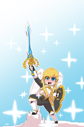 Size: 2310x3474 | Tagged: safe, artist:wherewolfs, imported from derpibooru, oc, oc only, oc:guardian dreamer, human, armor, fantasy class, humanized, knight, male, maplestory2, solo, sparkles, sword, warrior, weapon, winged humanization, wings