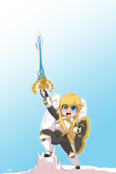 Size: 2310x3474 | Tagged: safe, artist:wherewolfs, imported from derpibooru, oc, oc only, oc:guardian dreamer, human, armor, fantasy class, humanized, knight, male, maplestory2, solo, sword, warrior, weapon, winged humanization, wings