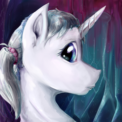 Size: 1000x1000 | Tagged: safe, artist:testostepone, imported from derpibooru, oc, oc only, oc:adelind, dracony, hybrid, bust, dragonnel, looking at you, painting, portrait