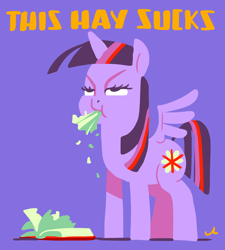 Size: 3600x4000 | Tagged: safe, artist:docwario, imported from derpibooru, twilight sparkle, alicorn, pony, atg 2017, bibliovore, book, eating, female, munching, newbie artist training grounds, pica, solo, spread wings, twilight sparkle (alicorn), unamused, wings