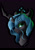 Size: 1900x2700 | Tagged: safe, artist:skitsniga, artist:skitsroom, imported from derpibooru, queen chrysalis, changeling, changeling queen, black background, crown, fangs, female, jewelry, looking at you, regalia, simple background, solo