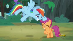 Size: 1920x1080 | Tagged: safe, imported from derpibooru, screencap, rainbow dash, scootaloo, pony, campfire tales, discovery family logo